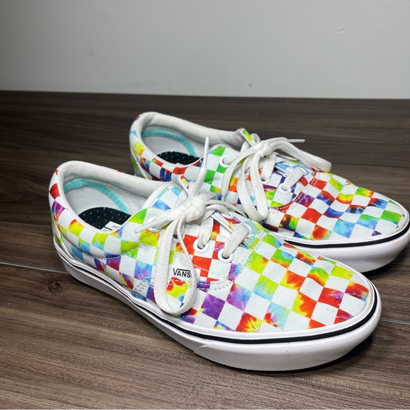Vans Checkerboard tie dye shoes Mens 5,womens 6.5Comfy Cush - Picture 1 of 7